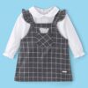 Full Sleeves Inner & Checks With Bear Embroidered Pinafore Set - Image 2